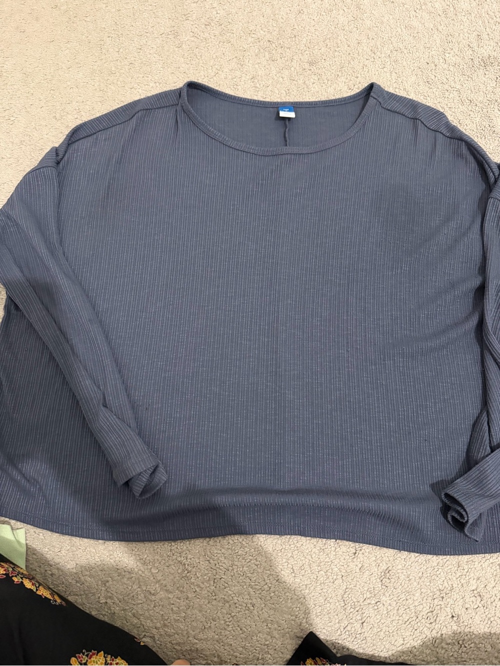 Old Navy Slate Blue Ribbed Long Sleeve Tee